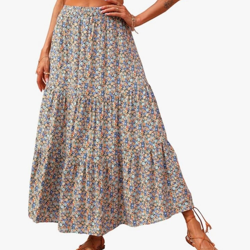🌸 NWT Colorful Floral Midi Skirt